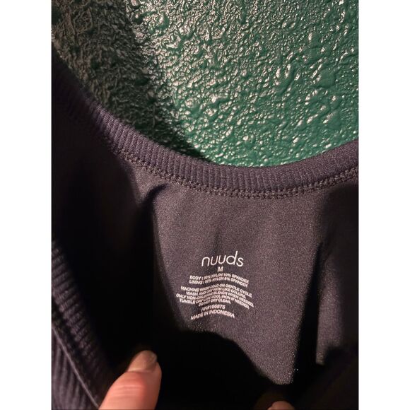 Nuuds Black Bodysuit Ribbed Sz Medium - Picture 2 of 2